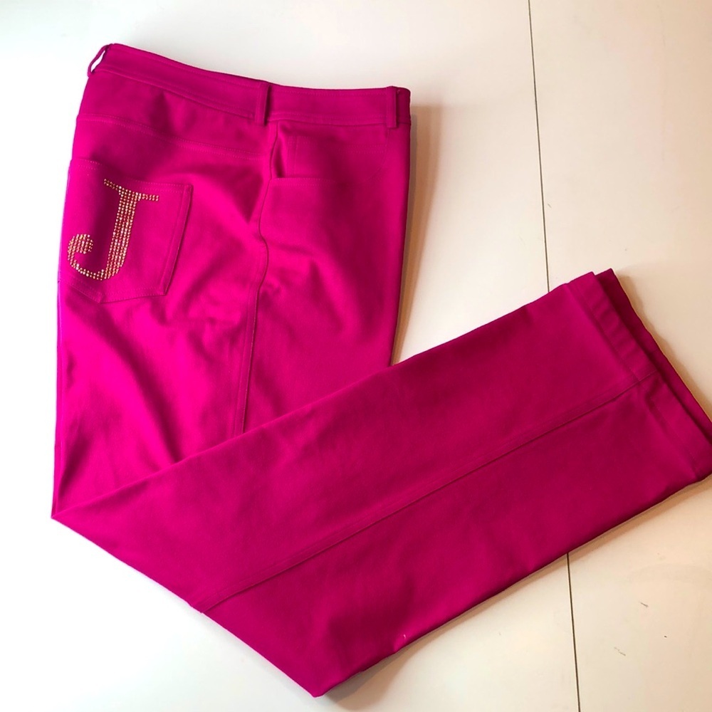 St. John Pink Jeans Trousers Gold Accents Embellished SJ Women’s 10